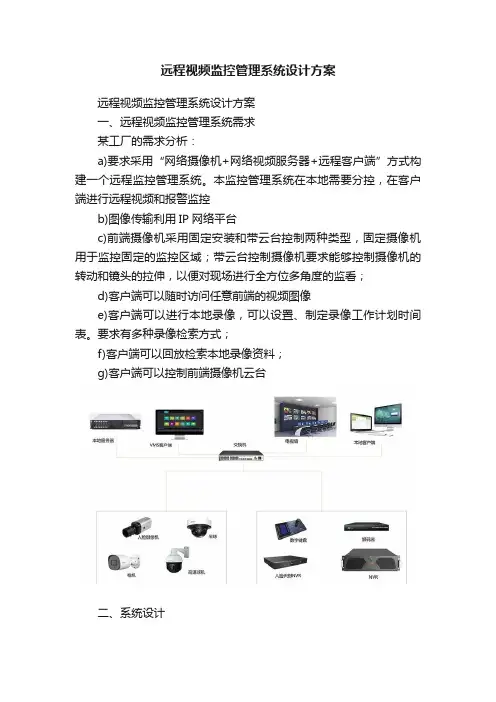 远程视频监控管理系统设计方案