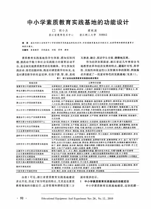 中小学素质教育实践基地的功能设计