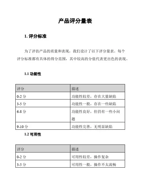 产品评分量表