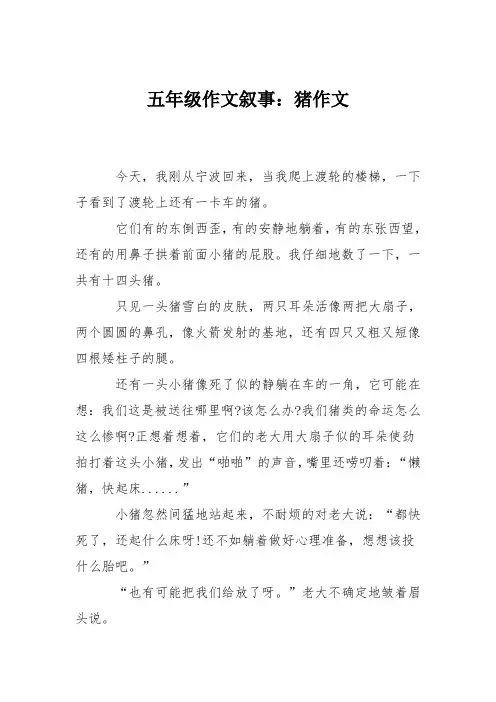 五年级作文叙事：猪作文
