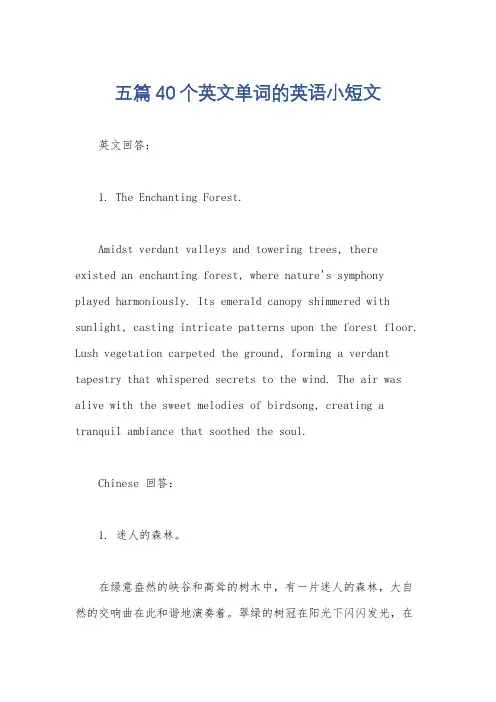 五篇40个英文单词的英语小短文