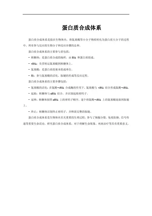 蛋白质合成体系