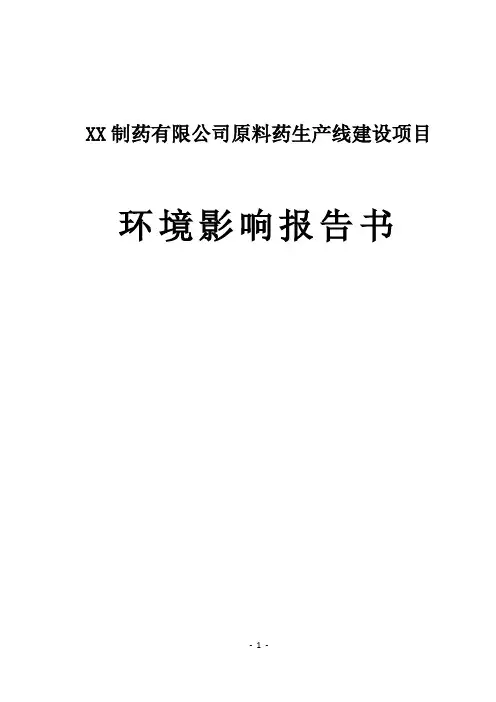 XX制药有限公司原料药生产线建设项目环境影响报告书