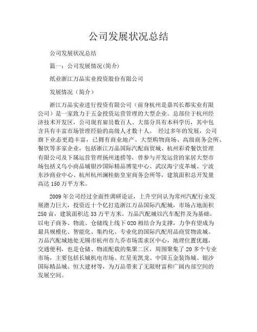 公司发展状况总结