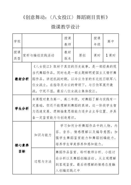 《创意舞动系列课——八女投江舞蹈剧目赏析》