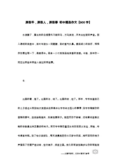 那些年,那些人,那些事 初中精选作文【900字】