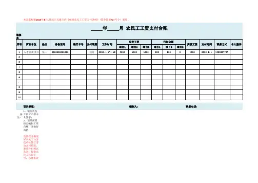 农民工工资支付台账