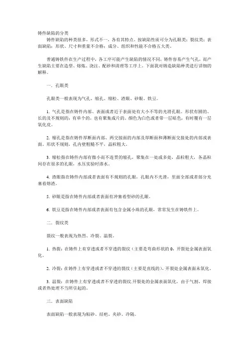 铸造缺陷