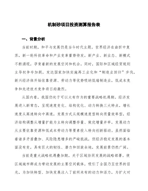 机制砂项目投资测算报告表 (1)