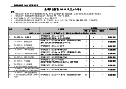 GRS全球回收标准认证文件清单和认证流程表(最新最全)