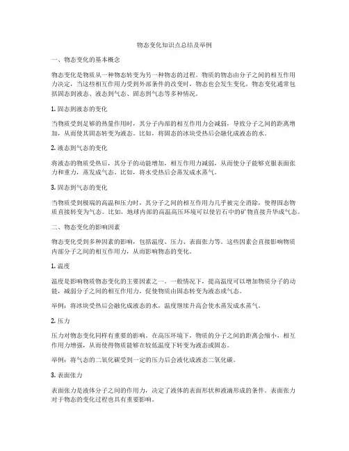 物态变化知识点总结及举例