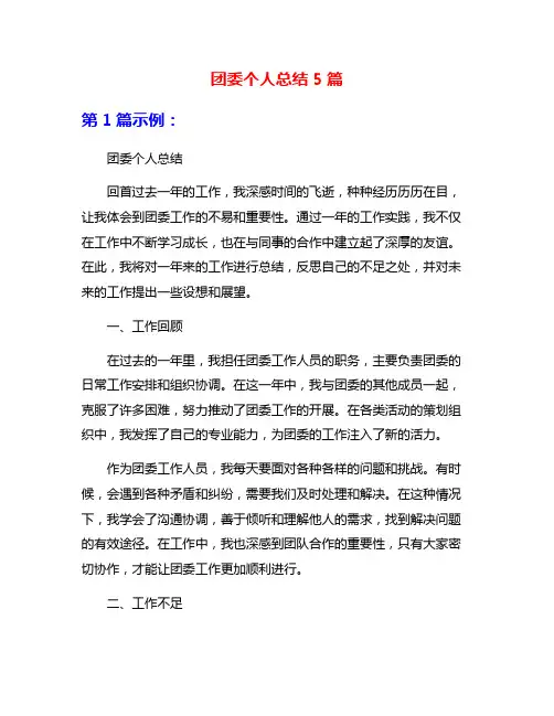 团委个人总结5篇