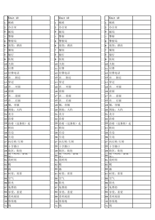 鲁教版英语六年级下册unit10