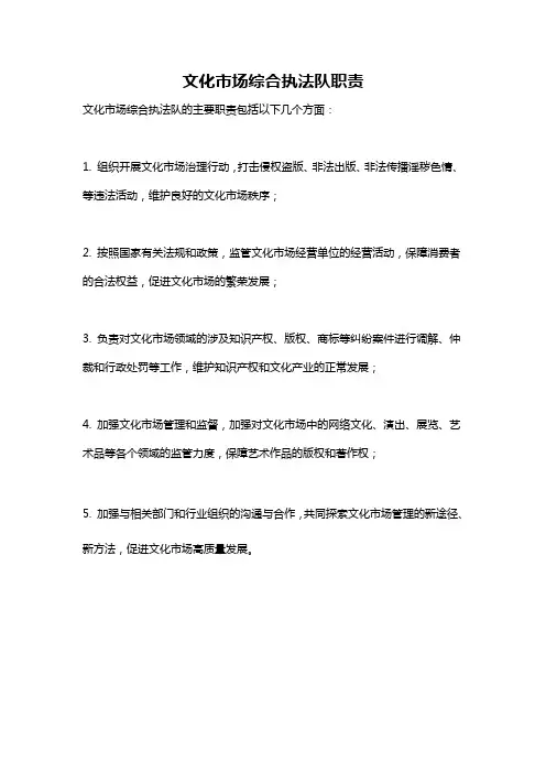 文化市场综合执法队职责