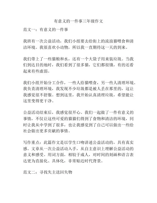 有意义的一件事三年级作文