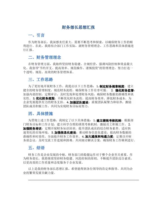 财务部长思想汇报