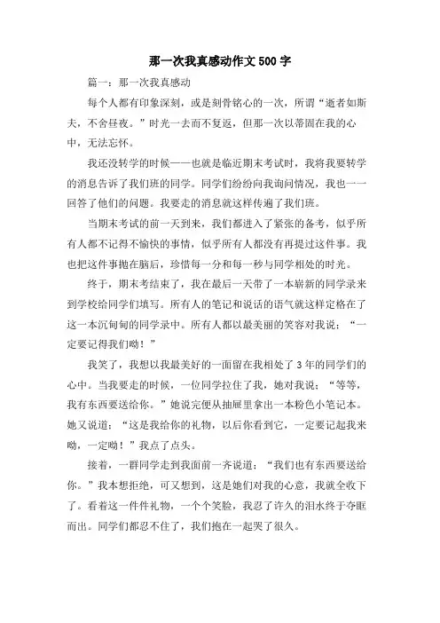 那一次我真感动作文500字