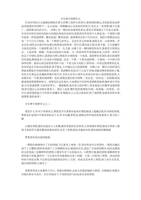 少年梦中国梦作文 