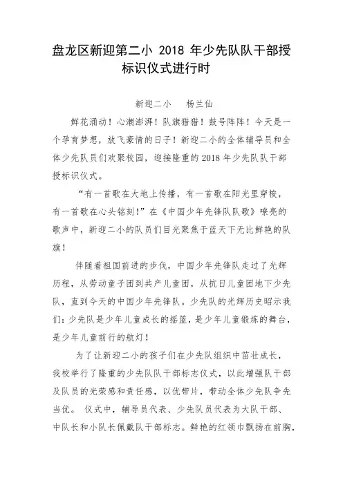 新迎第二小队干部授标识仪式进行时