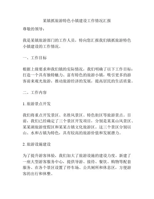 某镇抓旅游特色小镇建设工作情况汇报