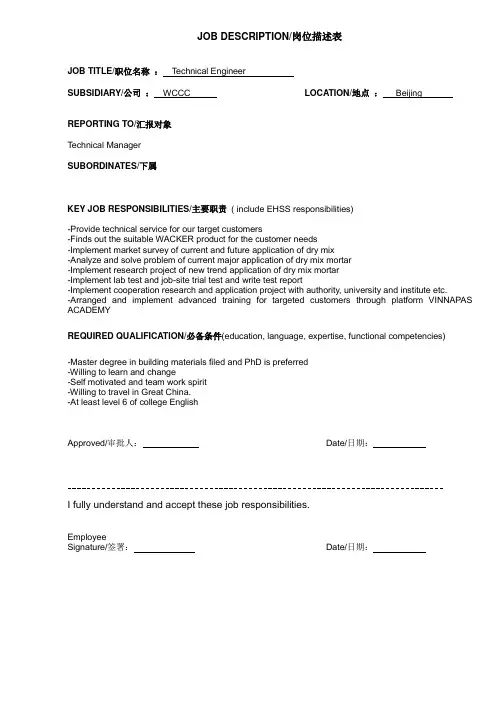 JOBDESCRIPTION岗位描述表