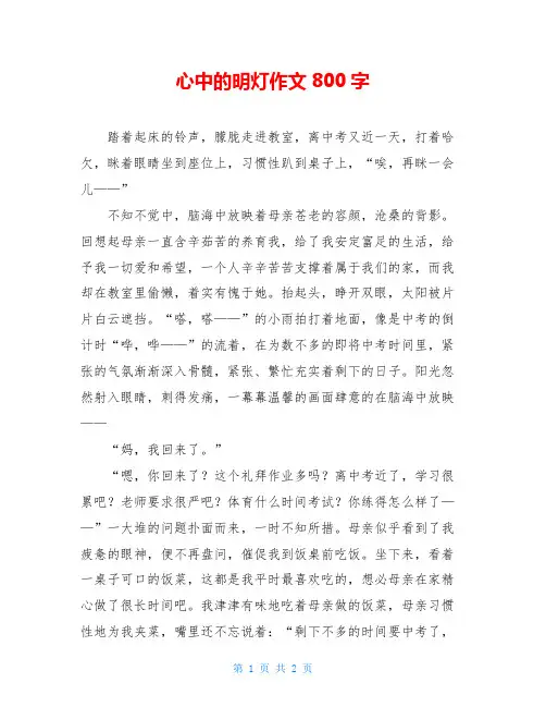 心中的明灯作文800字