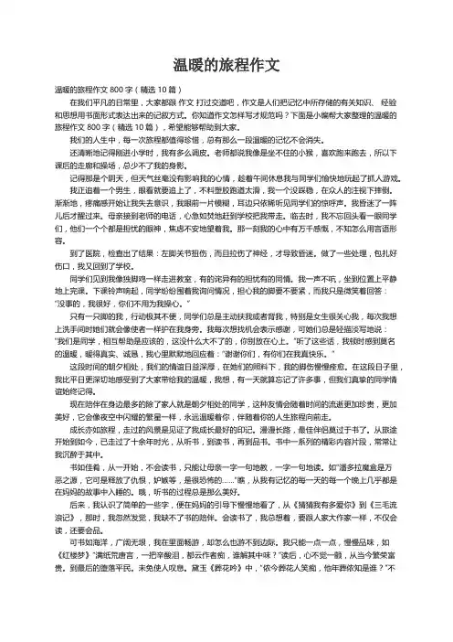 温暖的旅程作文800字（精选10篇）