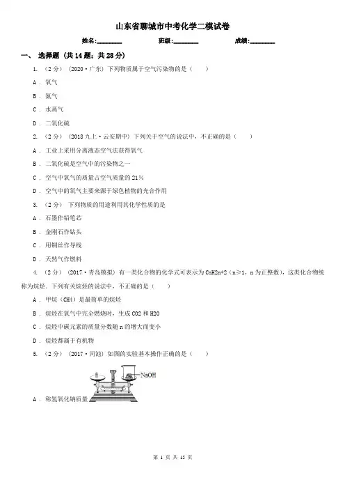 山东省聊城市中考化学二模试卷