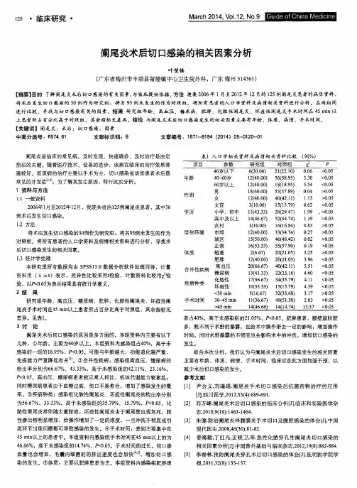 阑尾炎术后切口感染的相关因素分析
