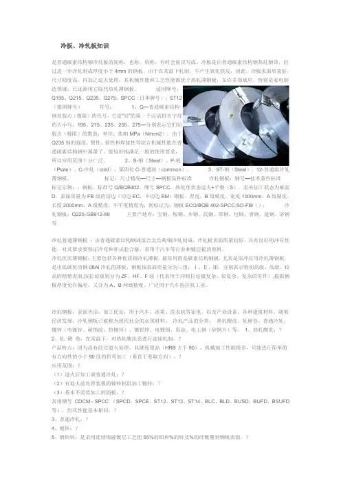 冷板冷轧板知识
