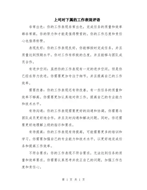 上司对下属的工作表现评语