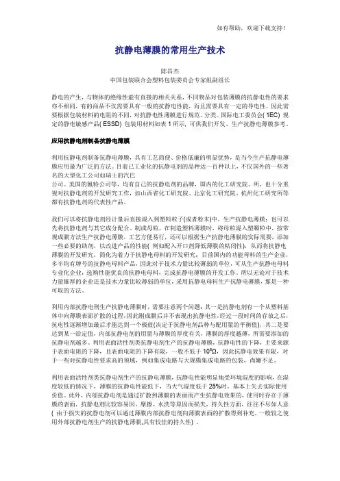 抗静电薄膜的常用生产技术