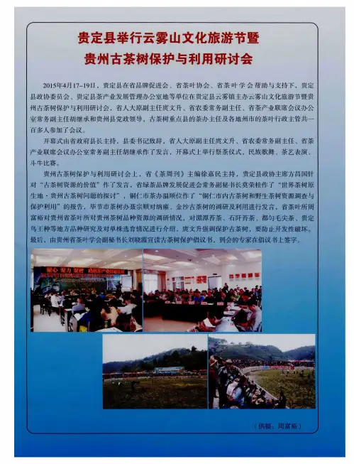 贵定县举行云雾山文化旅游节暨贵州古茶树保护与利用研讨会