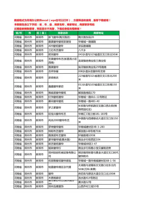 新版河南省郑州市新郑市窗帘工商企业公司名录名单黄页大全152家