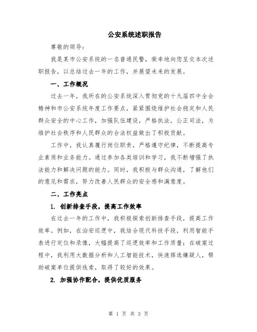 公安系统述职报告