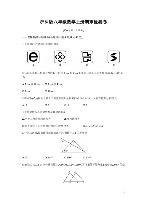 沪科版八年级数学上册期末检测卷(含答案)
