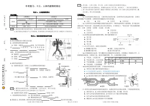 生物中考专题复习- 人体内废物的排出