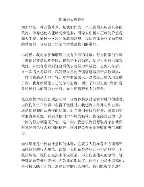 知荣辱心得体会