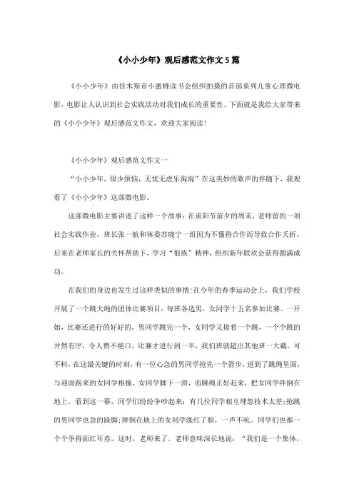《小小少年》观后感范文作文5篇