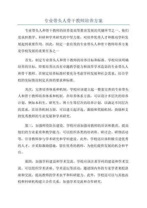 专业带头人骨干教师培养方案