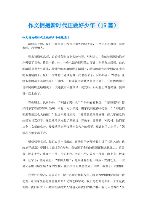 作文拥抱新时代正做好少年(15篇)
