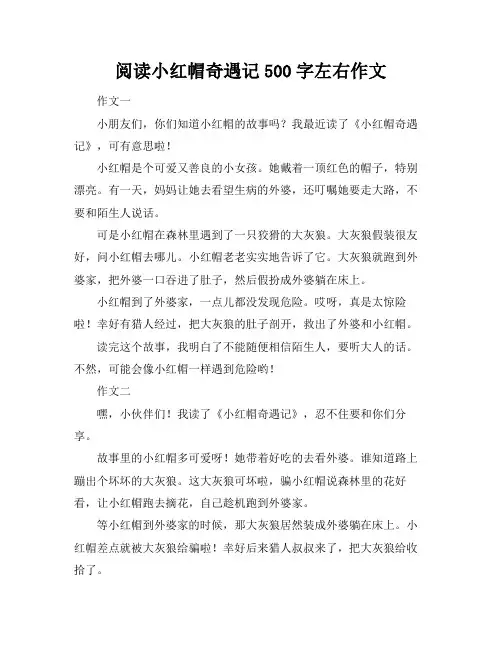 阅读小红帽奇遇记500字左右作文