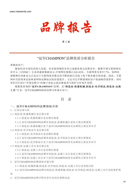 冠军CHAMPION的品牌资质分析报告