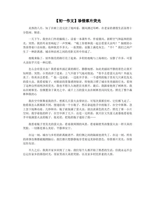 【初一作文】珍惜那片荧光