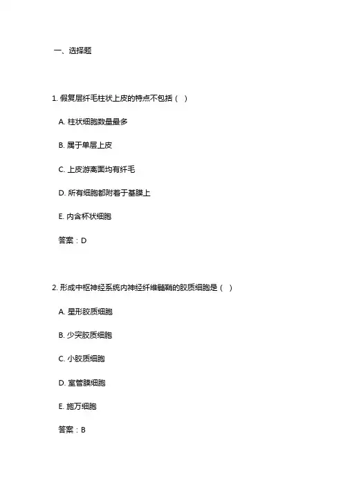 组织学与胚胎学试题及答案大全