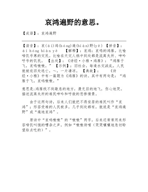 哀鸿遍野的意思。