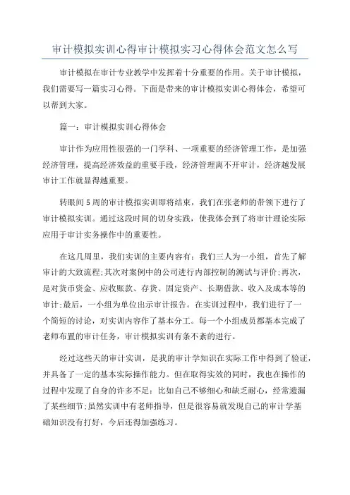 审计模拟实训心得审计模拟实习心得体会范文怎么写