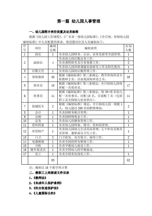 幼儿园人事管理