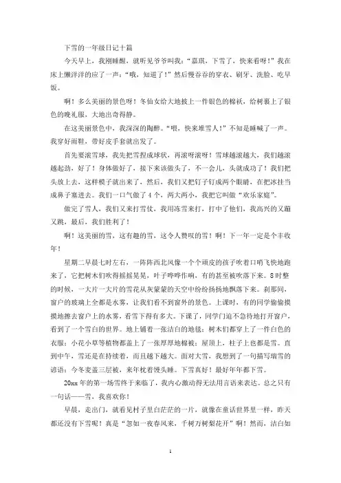 精选下雪的一年级日记十篇