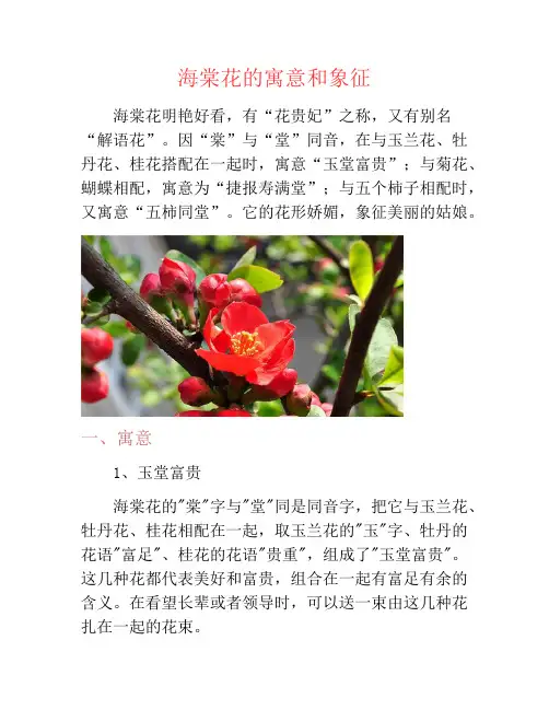 海棠花的寓意和象征